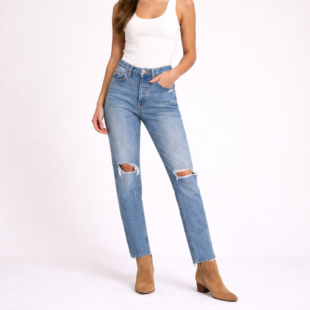 MOTHER Tomcat Play Like A Pirate Jeans 25 Distressed Straight Leg Denim